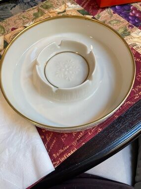 Classic White Ceramic ashtray by Lenox with 24 K Gold Rim